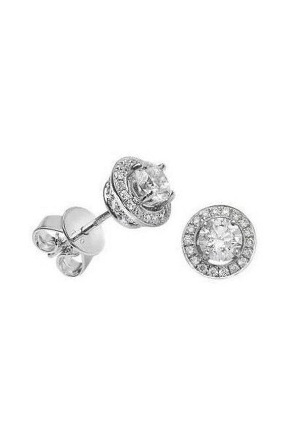 Enterprises 54648 0.96 CT Gold Womens Round Halo Diamond Stud Earring