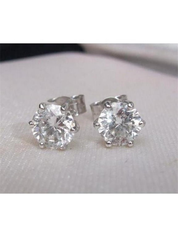 Enterprises 54661 14K White Gold 2.00 CT Old Mine Cut Diamonds Stud Earrings
