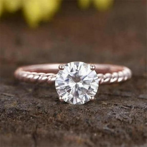 Harry Chad Enterprises 55193 Solitaire Round 1.50 CT Diamond Engagement Ring, 14K Rose Gold - Size 6.5