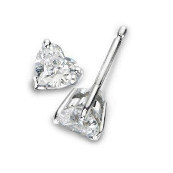 Harry Chad Enterprises 55232 1.5 CT Heart Cut Diamond Solid Stud Earrings, 14K White Gold