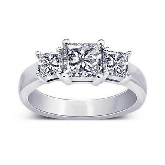Harry Chad Enterprises 55519 2.11 CT Princess Diamond Wedding 3 Stone Engagement Ring, Size 6.5