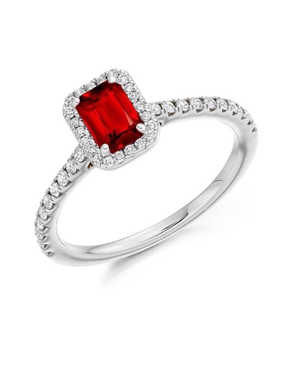 Enterprises 56259 Emerald Cut Red Ruby Diamond 2.30 CT Anniversary Ring, Size 6.5