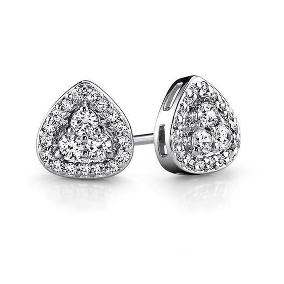 Harry Chad Enterprises 56454 Triangular Shaped 2.50 CT Round Diamonds Halo Stud Earrings, White Gold