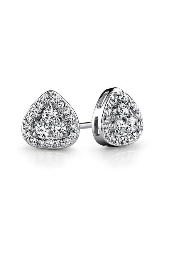 Enterprises 56454 Triangular Shaped 2.50 CT Round Diamonds Halo Stud Earrings, White Gold
