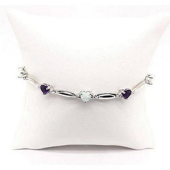 Harry Chad Enterprises 56501 9.54 CT Heart Shape Purple Amethyst & Opal Diamond Bracelet