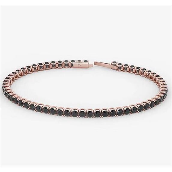 Harry Chad Enterprises 56511 5.90 CT Black Diamond Tennis Bracelet, 14K Rose Gold