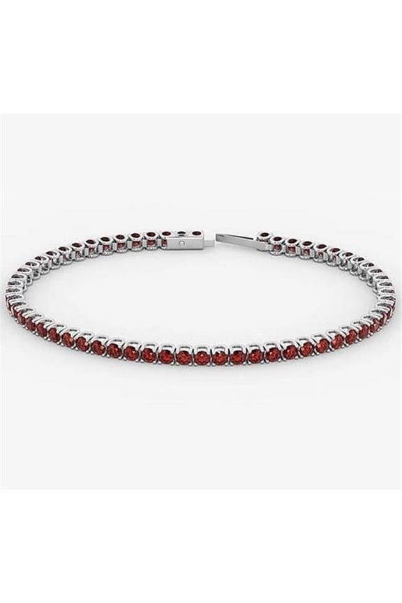 Enterprises 56520 5.90 CT Ruby Tennis Bracelet, 14K White Gold