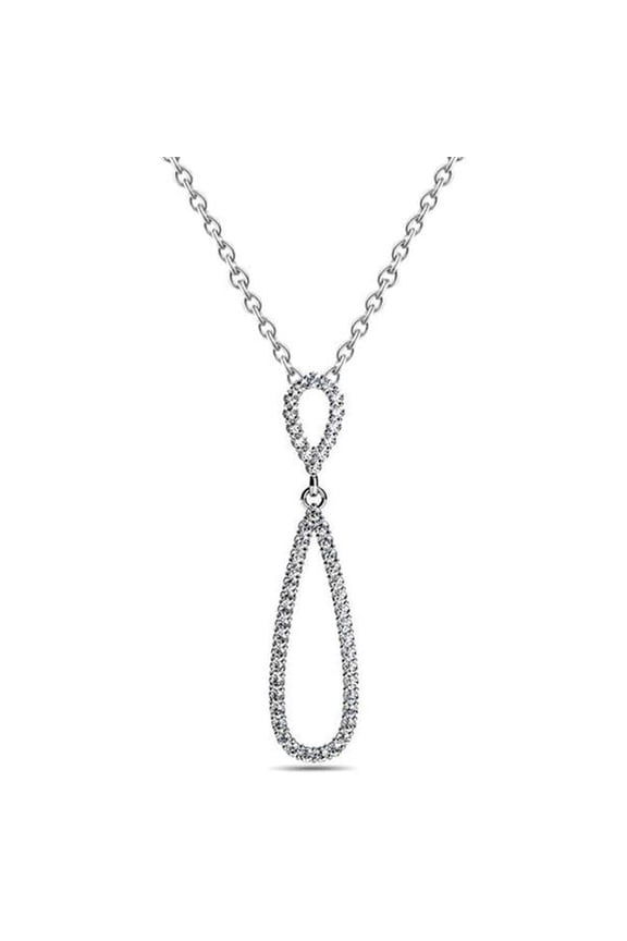 Enterprises 56684 Double Tear Drop Shaped 5.20 CT Diamonds Pendant Necklace, White Gold