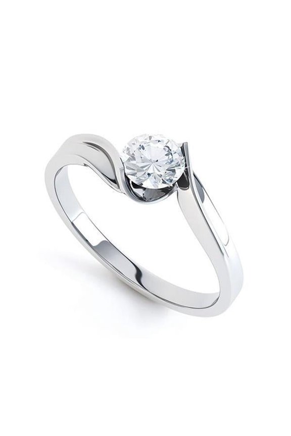 Enterprises 56792 Sparkling 1.10 CT Solitaire Round Cut Diamond Wedding Ring, White Gold - Size 6.5