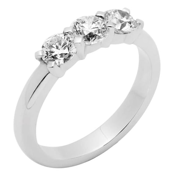 Harry Chad Enterprises 56871 3 Stone Round Cut 2.25 CT Diamonds Wedding Ring, 14K White Gold - Size 6.5