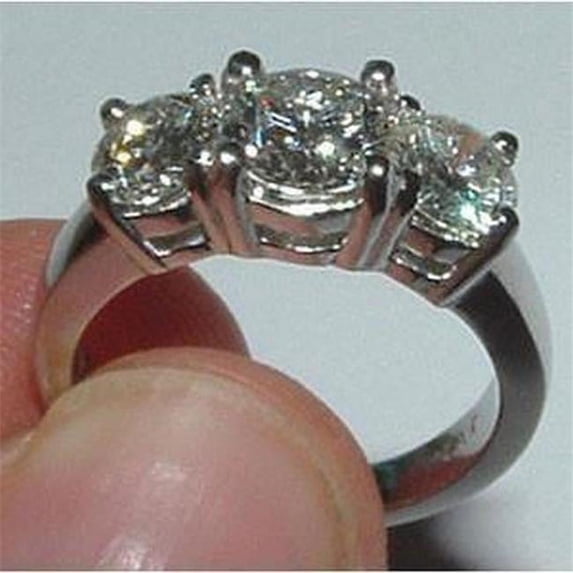Harry Chad Enterprises 572 4.01 CT White Gold Diamond Three Stone Engagement Ring, Size 6.5