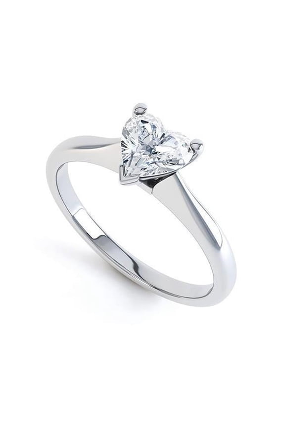 Enterprises 57226 Gorgeous Heart Shape 1.60 CT Solitaire Diamond Ring, 14K White Gold - Size 6.5