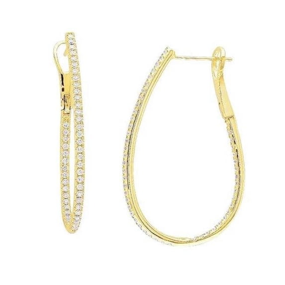 Harry Chad Enterprises 57323 Round Cut Small 2.80 CT Diamonds 14K Yellow Gold Hoop Earrings