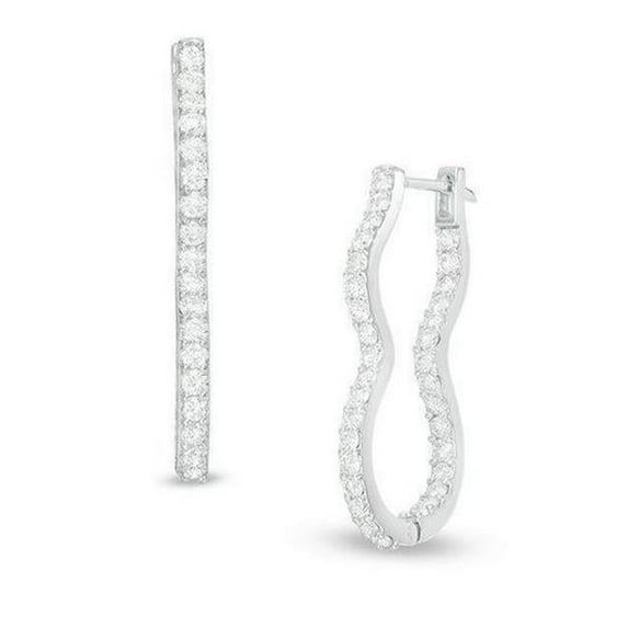 Harry Chad Enterprises 57324 F Vvs1 Round Cut 4.00 CT Diamonds Hoop Earrings, 14K White Gold