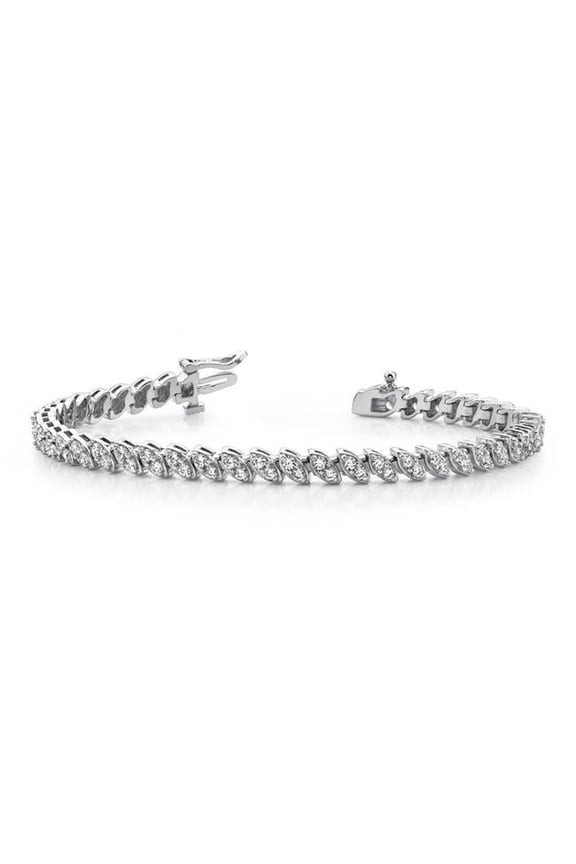 Enterprises 58136 4.40 CT Brilliant Cut Two Peas in A Pod Diamonds Bracelet, White Gold