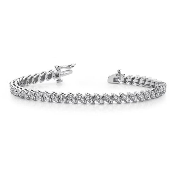 Harry Chad Enterprises 58136 4.40 CT Brilliant Cut Two Peas in A Pod Diamonds Bracelet, White Gold
