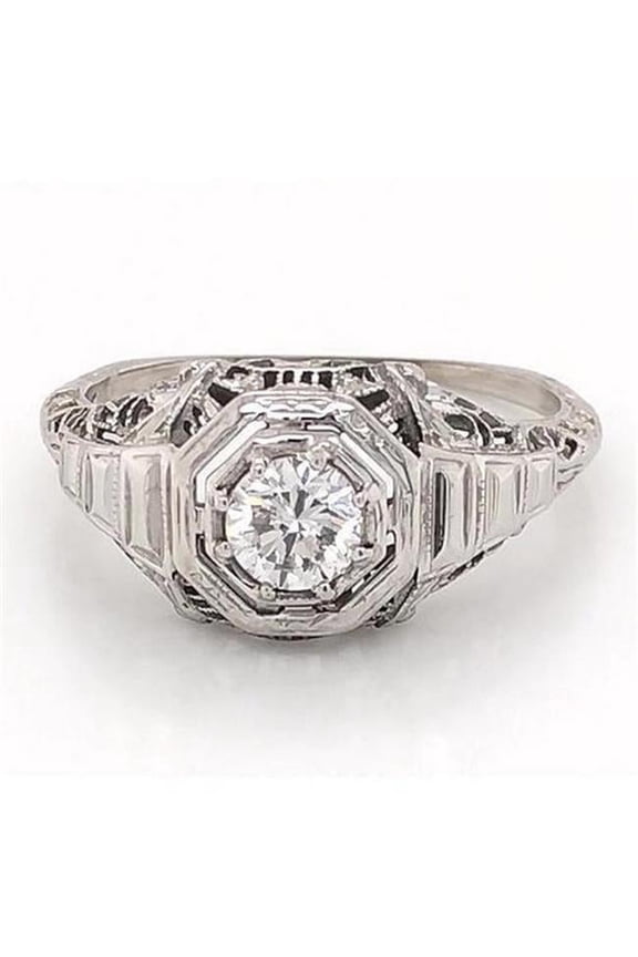 Enterprises 58201 1 CT Diamond Filigree Mens Ring, 14K White Gold - Size 6.5