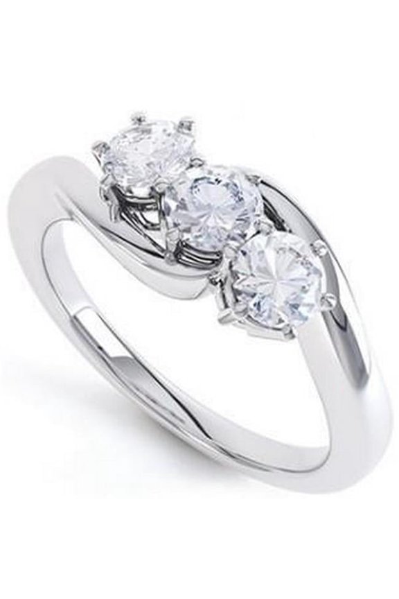 Enterprises 58442 Three Stone 2.25 CT Round Cut Diamond Wedding Ring, Size 6.5