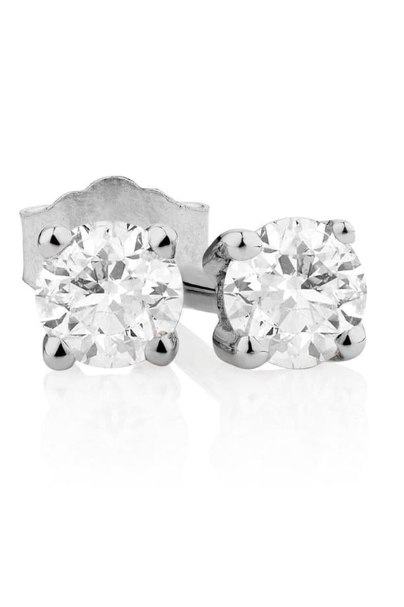 Enterprises 58545 2 CT Prong Set Round Cut Diamond Lady Stud Earring, 14K White Gold