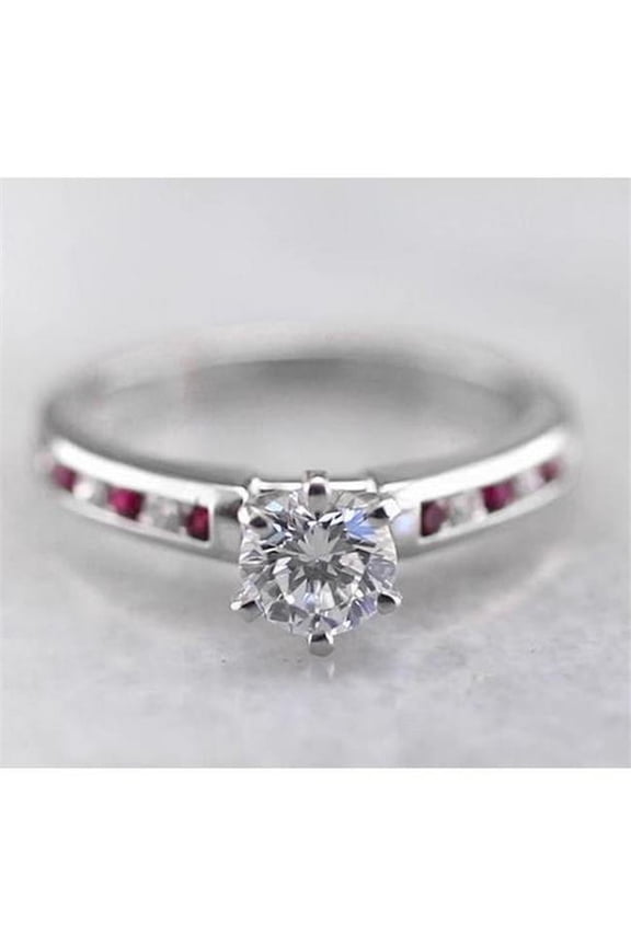 Enterprises 58581 Round Diamond 1.50 CT 14K White Gold Channel Set Engagement Ring, Size 6.5