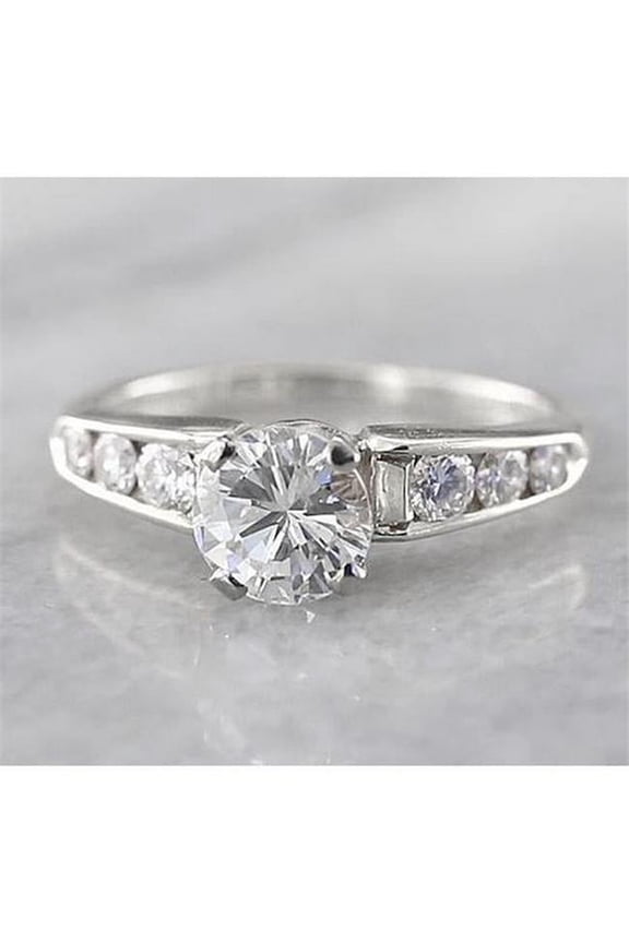 Enterprises 58589 Diamond Accented 1.50 CT 14K White Gold Engagement Ring, Size 6.5