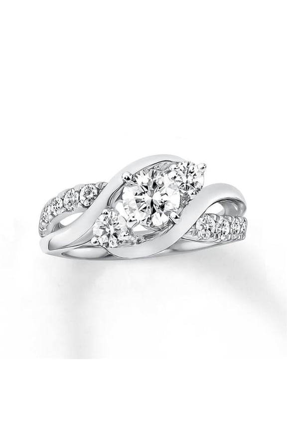 Enterprises 58808 Round Cut 1.85 CT Diamond Anniversary Ring, 14K White Gold - Size 6.5