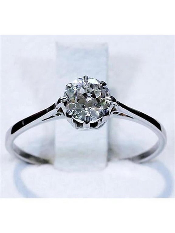 Enterprises 58884 1 CT Old Miner Diamond Solitaire Ring, 14K White Gold - Size 6.5