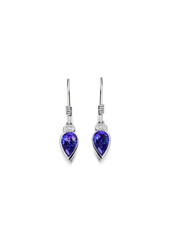 Enterprises 59503 Womens 4.20 CT Tanzanite with Diamonds Dangle Earrings, 14K Gold