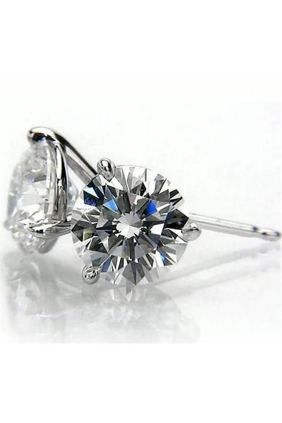 Enterprises 59711 1.50 CT Martini Round Diamond Stud Earrings, 14K White Gold