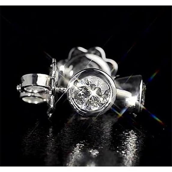Harry Chad Enterprises 59819 Round 1.50 CT Bezel Set 14K White Gold F Vs1 Diamond Stud Earring