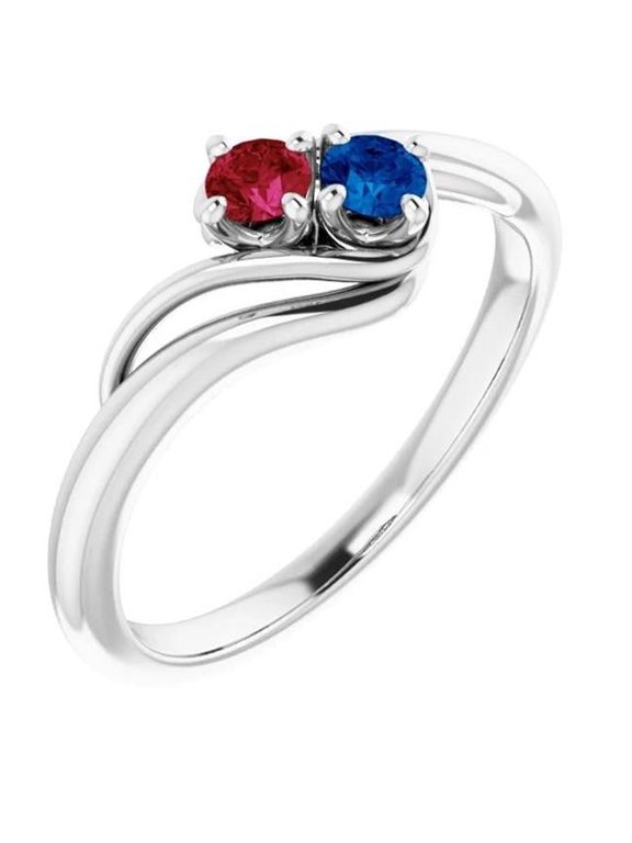 Enterprises 59880 0.50 CT Ceylon Sapphire Ruby Twisted Style Womens Ring, Size 6.5