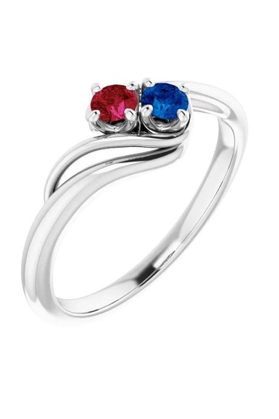Enterprises 59880 0.50 CT Ceylon Sapphire Ruby Twisted Style Womens Ring, Size 6.5