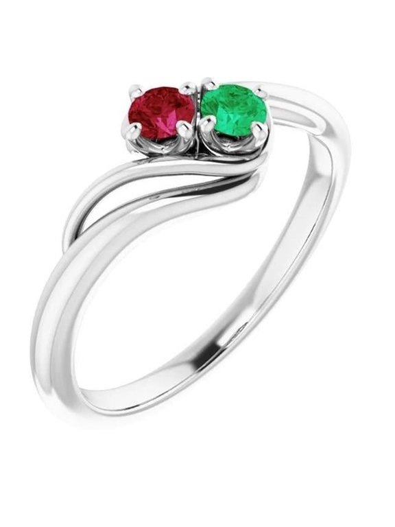Enterprises 59881 Columbian Green Emerald & Ruby 0.50 CT Womens Ring, Size 6.5