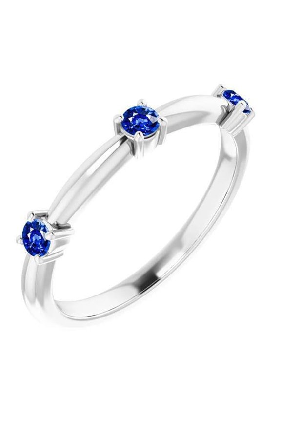 Enterprises 59897 3 Stone 0.90 CT Ceylon Sapphire Anniversary Ring, Size 6.5