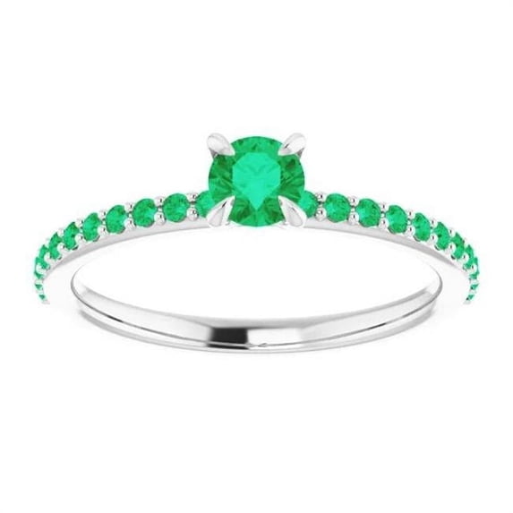 Harry Chad Enterprises 59916 0.95 CT Claw Prong Setting Columbian Green Emerald Ring, Size 6.5