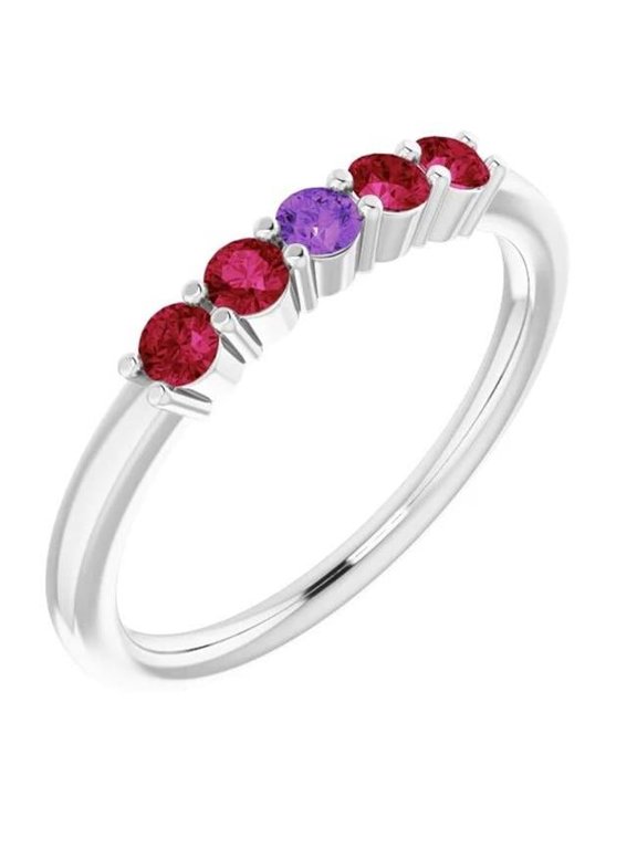Enterprises 59934 1.50 CT Womens Sapphire Ruby Band, 14K White Gold - Size 6.5
