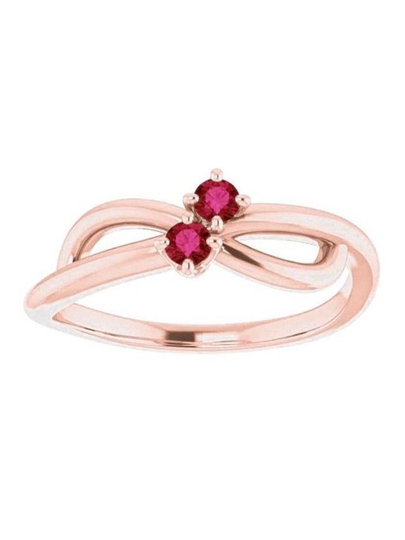 Enterprises 59949 Ruby Rose Gold 0.20 CT Infinity Twist Style U Prong Setting Ring, Size 6.5