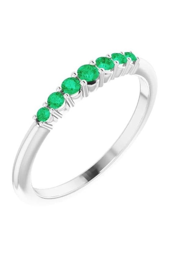 Enterprises 60006 1 CT Round Columbian Green Emeralds Womens Wedding Band, Size 6.5