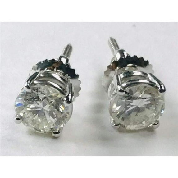 Harry Chad Enterprises 60048 1.80 CT Diamond Stud Earrings, 14K White Gold