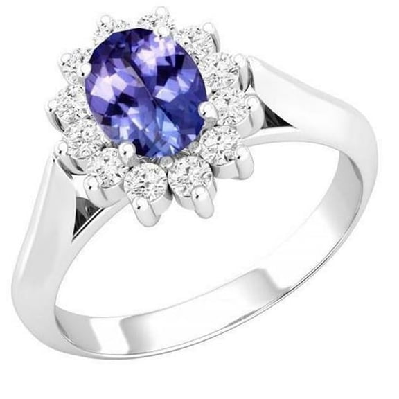 Harry Chad Enterprises 60112 8.25 CT Tanzanite with Diamonds Wedding Ring, 14K White Gold - Size 6.5