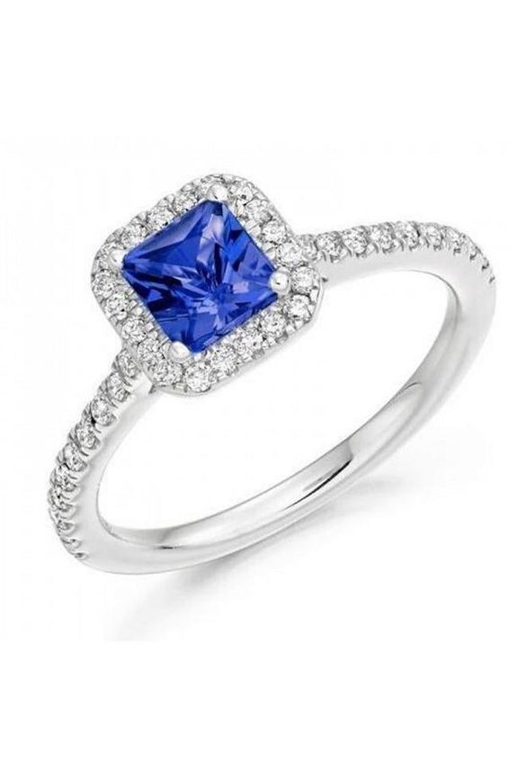 Enterprises 60120 5.30 CT Tanzanite with Diamonds Ring, 14K White Gold - Size 6.5