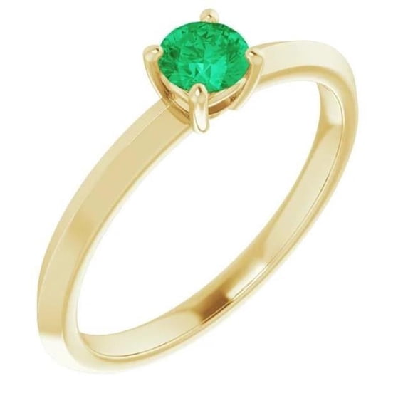 Harry Chad Enterprises 60180 Solitaire 1.25 CT Green Emerald Engagement Ring, 14K Yellow Gold - Size 6.5