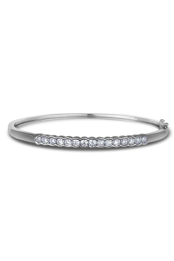 Enterprises 60224 Sparkling 3 CT Round Diamond Ladies Bangle, 14K White Gold