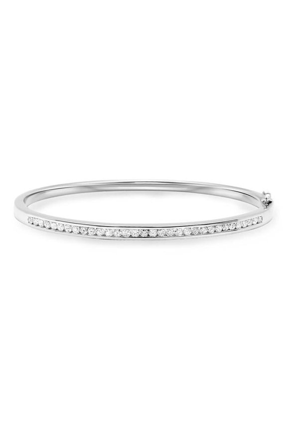 Enterprises 60225 3 CT Round Diamond White Gold Fine Bangle