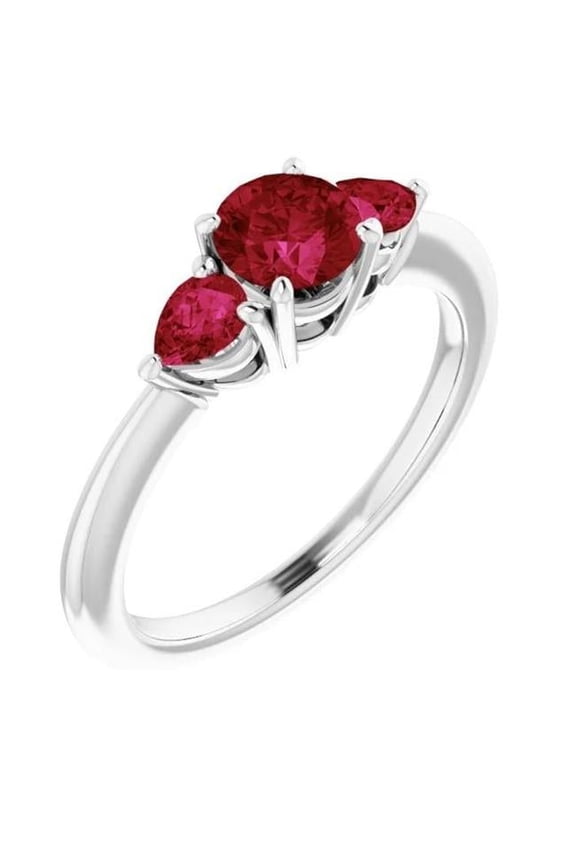 Enterprises 60276 3 Stone Ruby 1.50 CT Prong Setting Ladies Ring, Size 6.5