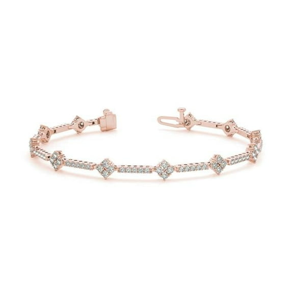 Harry Chad Enterprises 60316 Round Cut Sparkling 6 CT Diamond Womens Bracelet, 14K Rose Gold