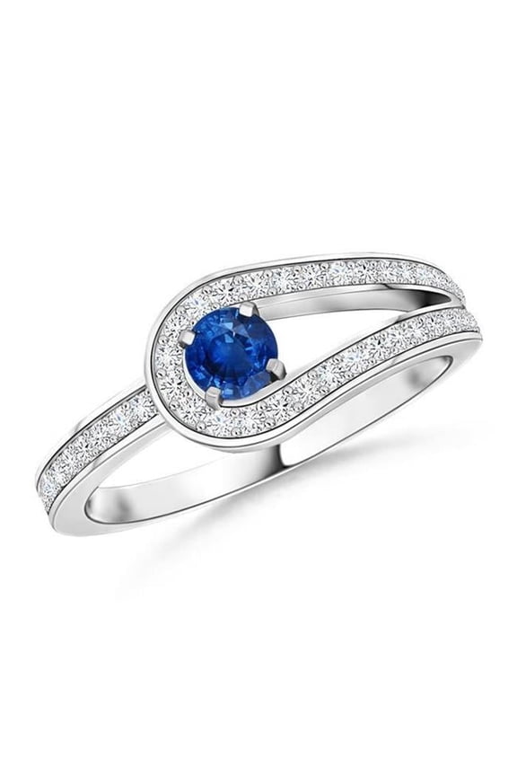 Enterprises 60789 3.40 CT Ceylon Sapphire Diamonds Wedding Ring, 14K White Gold - Size 6.5