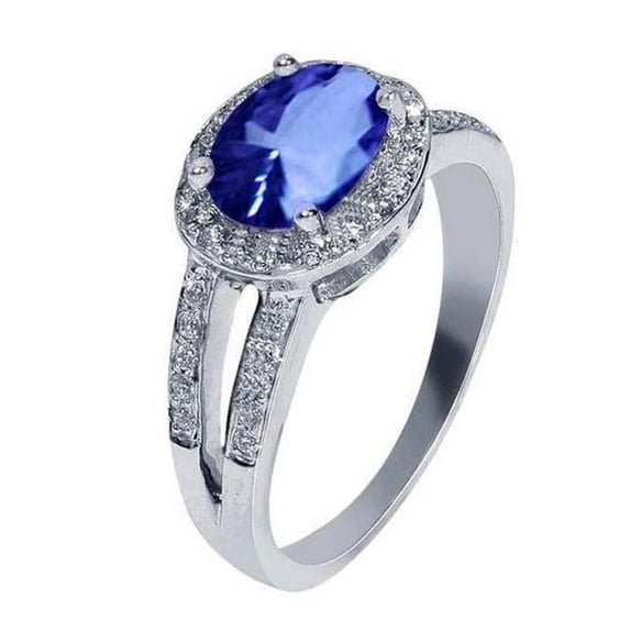 Harry Chad Enterprises 60839 3.51 CT Oval Sri Lanka Sapphire Round Diamonds Ring, Size 6.5