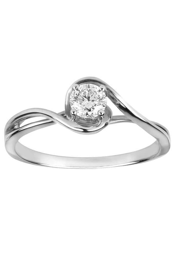 Enterprises 61016 Round Cut 1.50 CT Diamond Twisted Shank Solitaire Ring, White Gold - Size 6.5