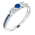 thumbnail image 1 of Harry Chad Enterprises 61117 1.50 CT Three Stone Style Diamond & Sapphire Ring, 14K White Gold - Size 6.5, 1 of 1